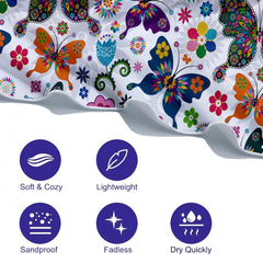 Colorful Butterfly Beach Towel Quick Drying Microfiber Soft for Travel Swim Pool