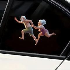 Fun Running Couple Vinyl Waterproof Decals - Smooth Scratch Cover Stickers