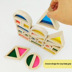 Colorful Wooden Building Blocks Learning Puzzle Toy Children Educational Game