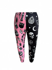 Colorblock Skull & Graffiti Print Joggers