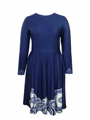 Geometric Print Plus Size Boho Maxi Dress