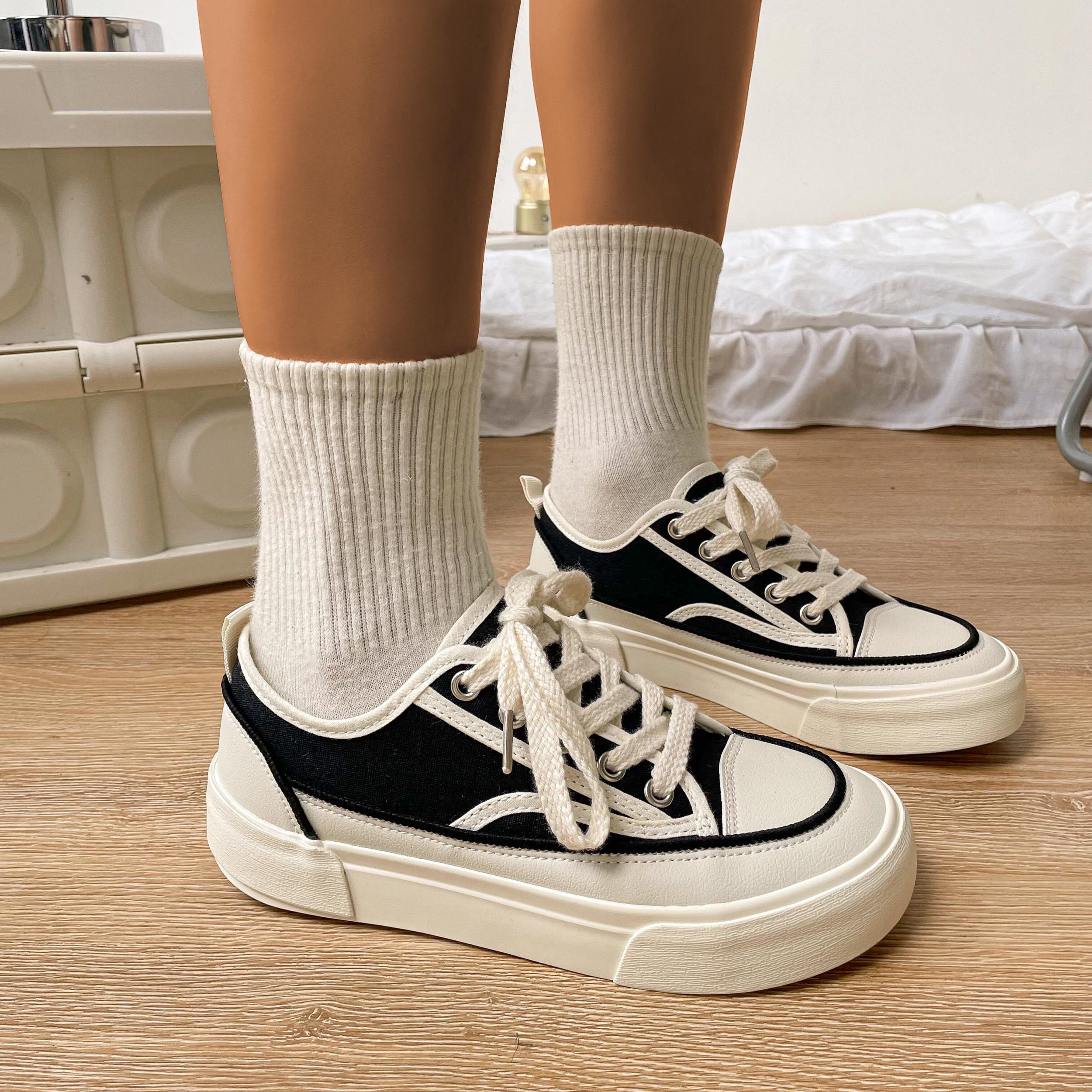 Women's Platform Canvas Lace Up Low Top Sneakers
