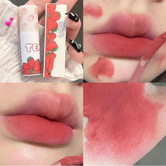 Strawberry Lip Gloss Matte Velvet Lip Glaze Long Lasting Makeup