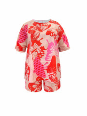Women's Plus Butterfly Print Top & Shorts Outfit Set
