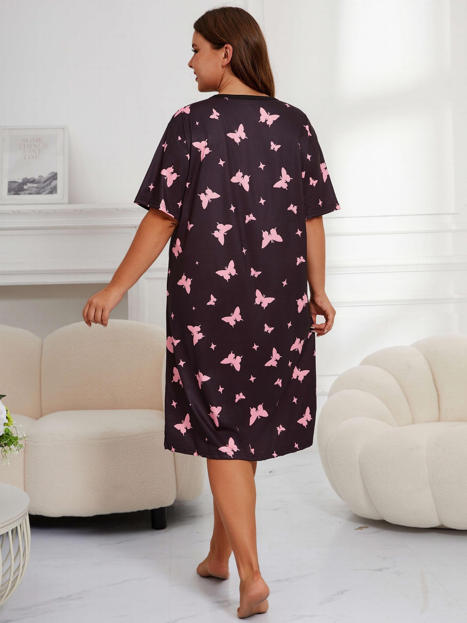  Butterfly & Star Print Nightdress