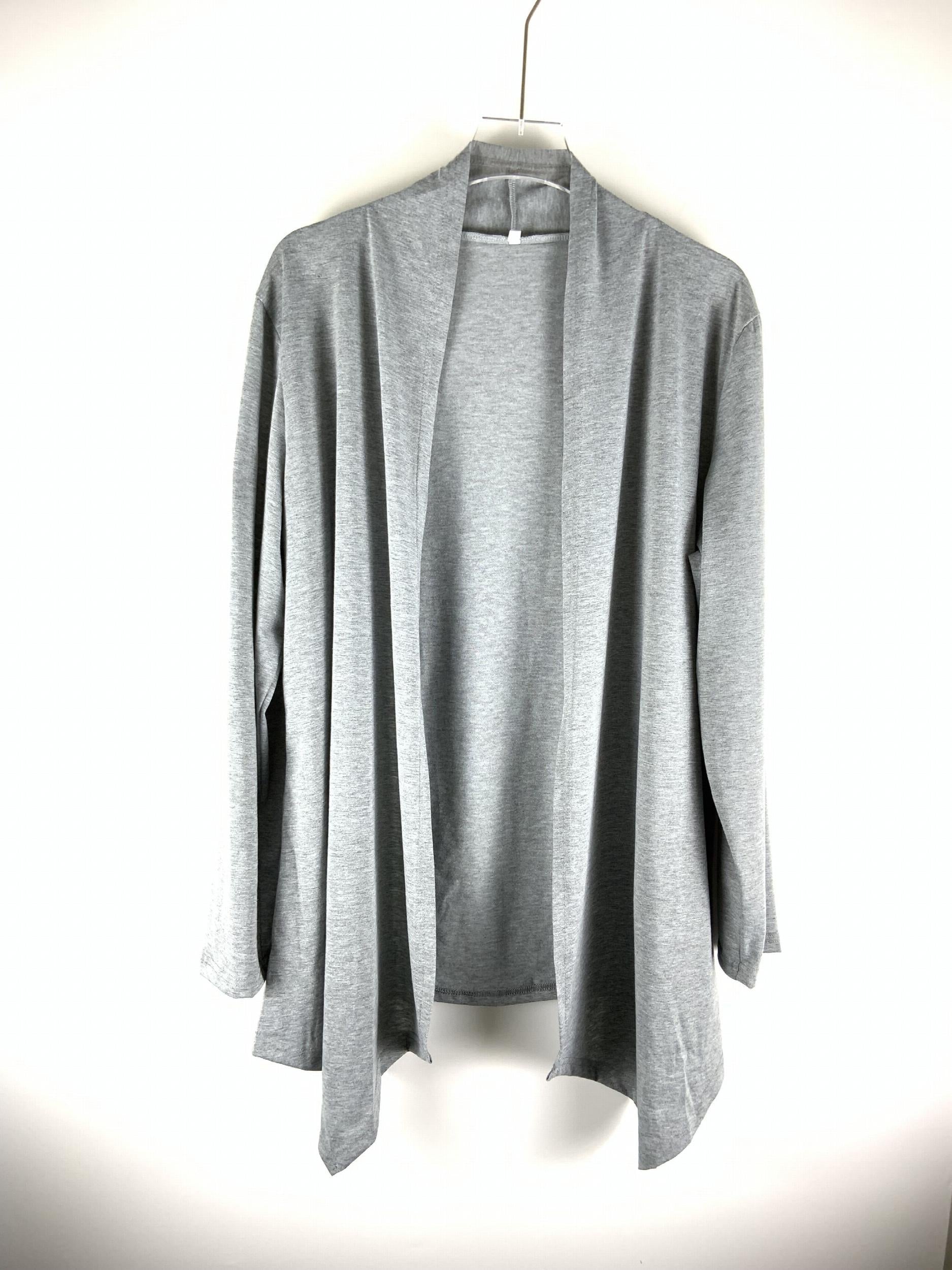  Solid Long Sleeve Open Front Cardigan