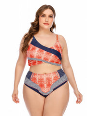  Colorblock Bikini Set Crop Tank Top & Underwear Swimsuit