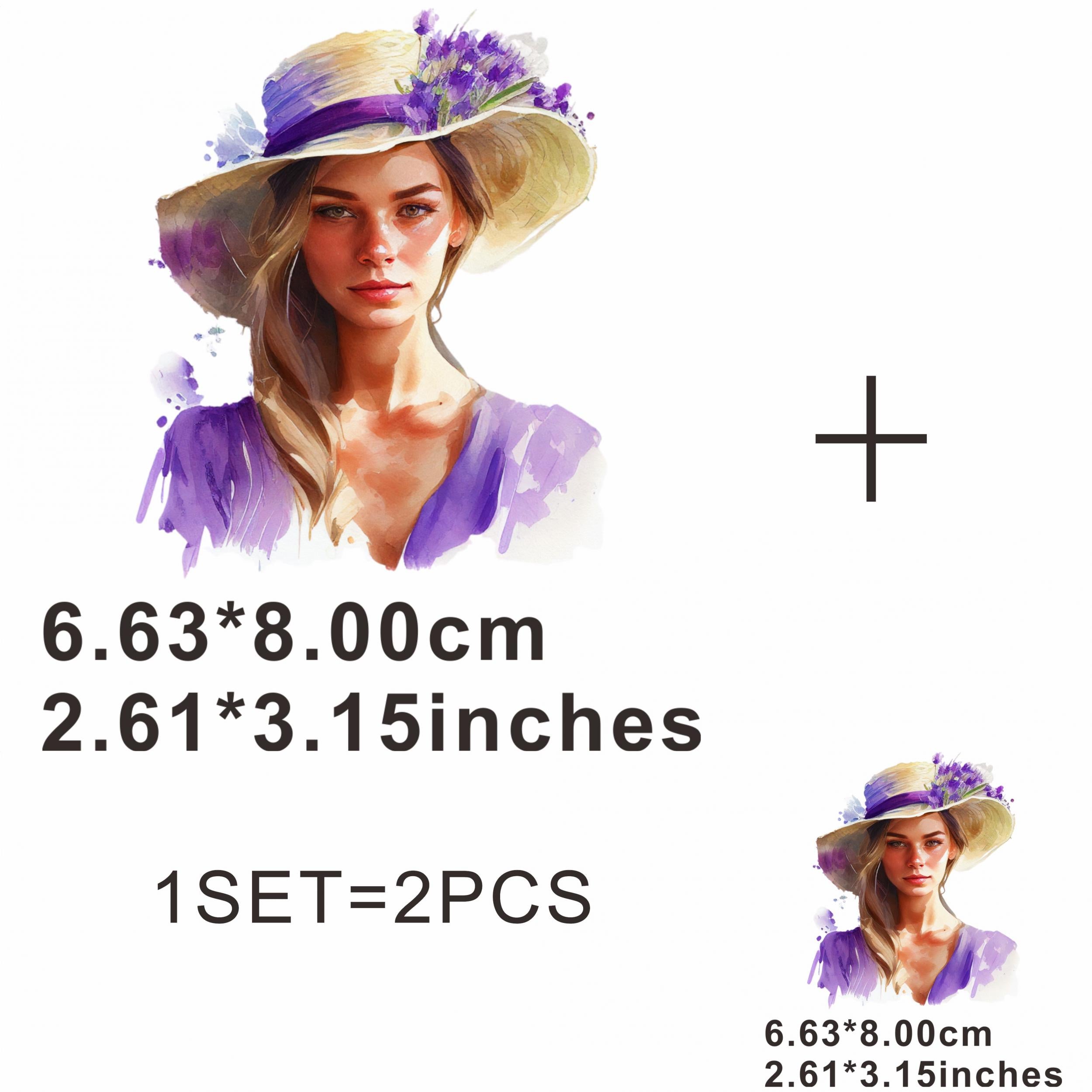 Hand painted Purple Hat Ladies Heat Transfer Film