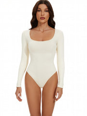 Square Neck Bodysuit Long Sleeve Shaper