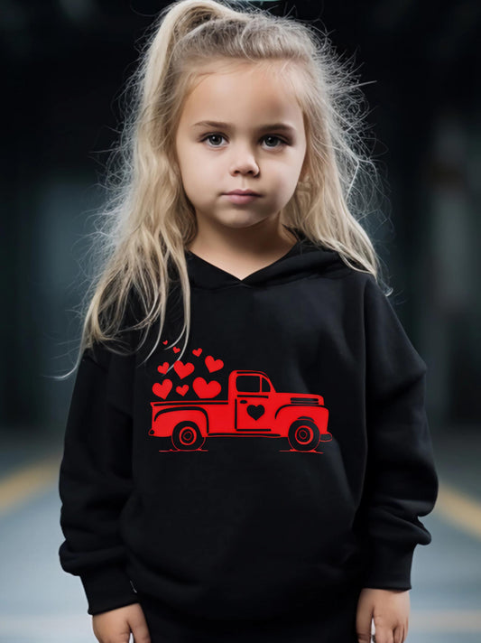 2pcs Love Truck Graphic Hoodies Pants Set Outfits Spring Fall Sports Gift Girls