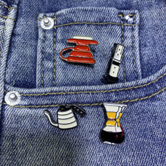 Funky Creative Coffee Series Brooch Pins Cartoon Pin Clothes Bag Accessories
