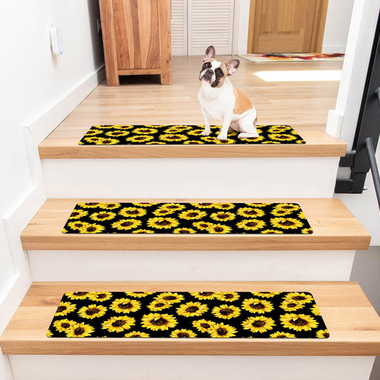 Sunflower Stair Treads Non Slip Carpet Mat Indoor Stair Runners Washable