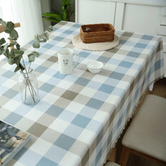 Coffee Plaid Tablecloth Checkered Pattern - Washable