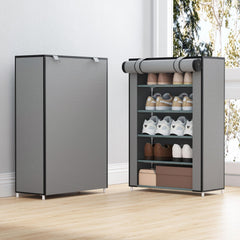 Portable Vertical Shoe Rack with Dustproof Cover - Shoe Storage Cabinet
