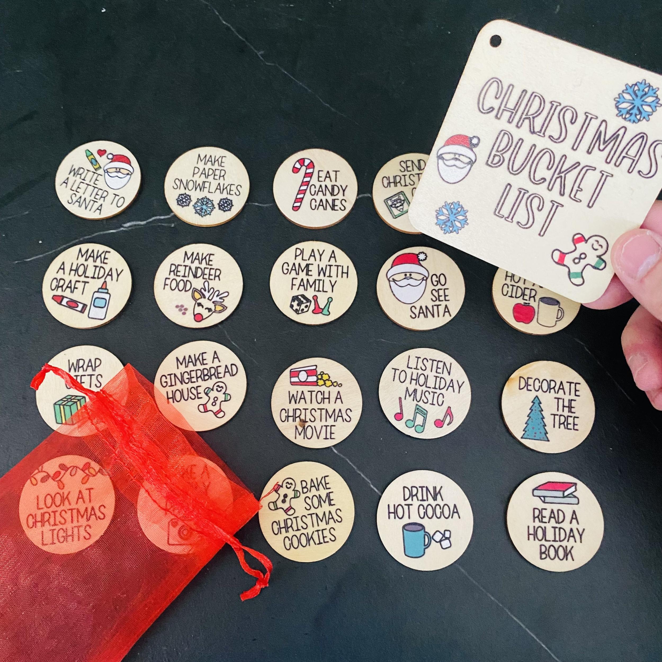 Christmas Countdown Tokens Set Advent Calendar Coins Wooden Calendar