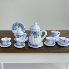 Mini Ceramic Tea Set Dollhouse Accessory Retro Model Decoration
