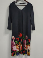  Floral Print V Neck Dress With Pockets