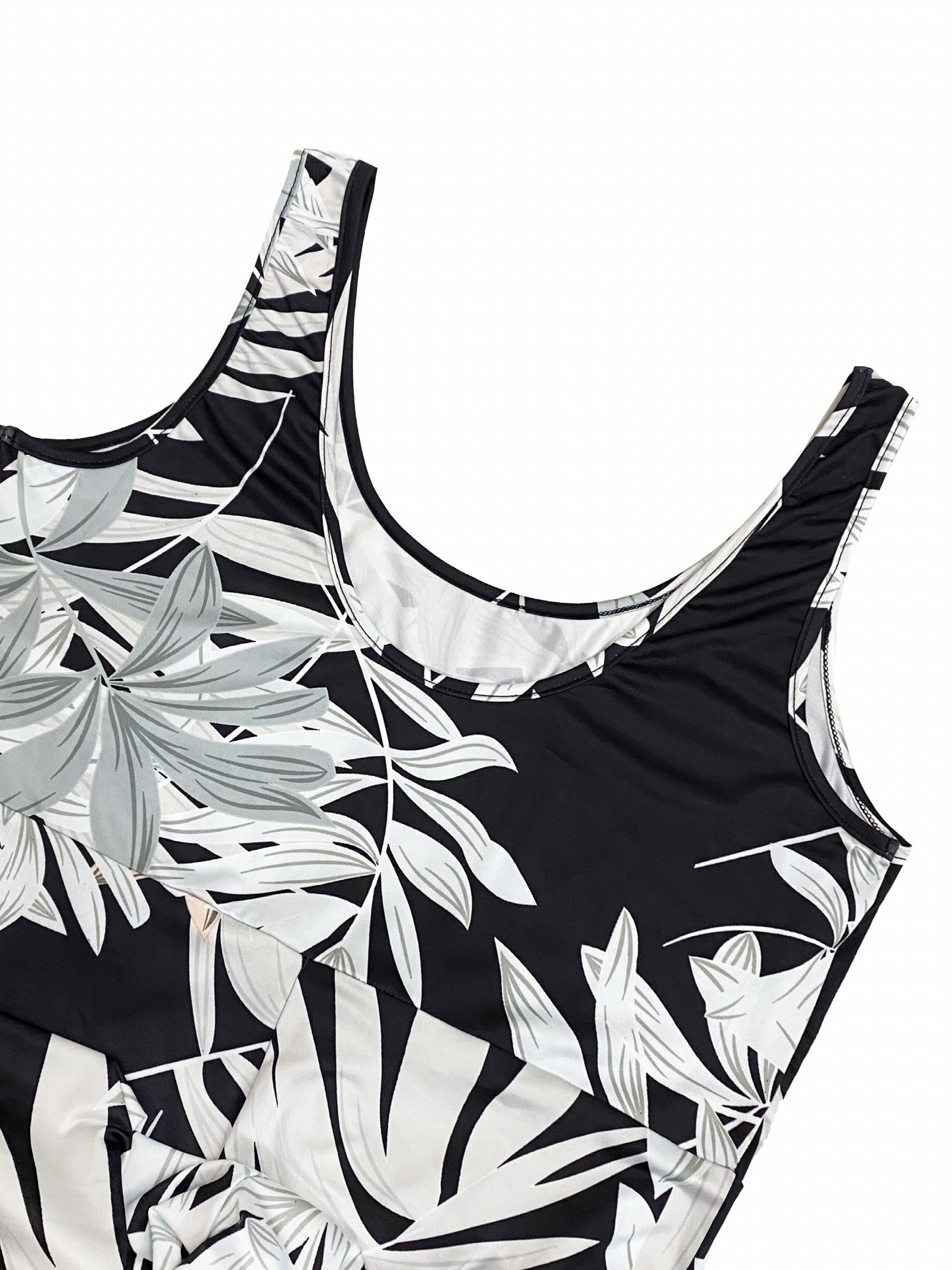  Leaf Print Stretch Tank Jumpsuit