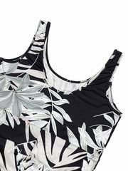 Leaf Print Stretch Tank Jumpsuit