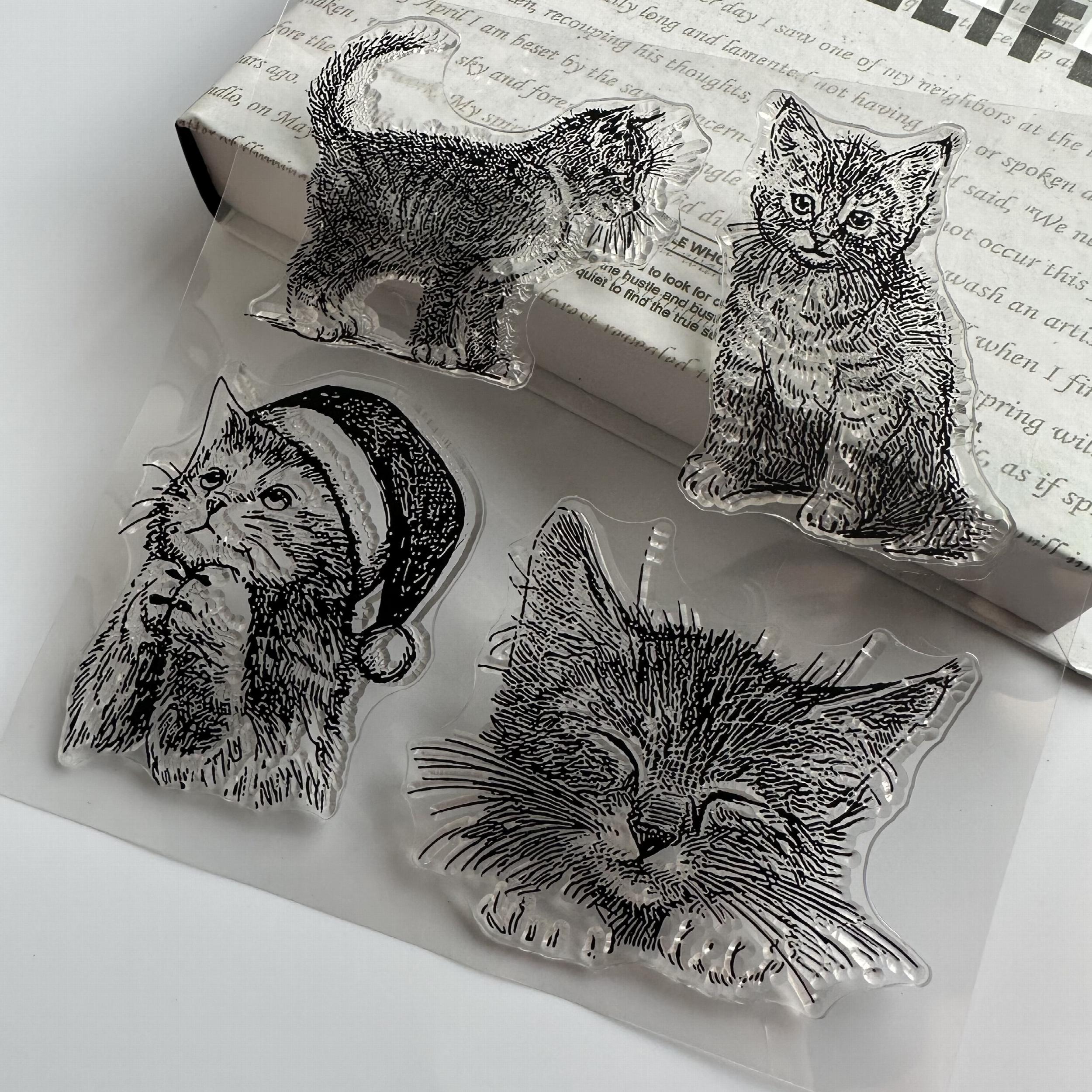 Cartoon Cat Transparent Journal Stamp for DIY Scrapbooking