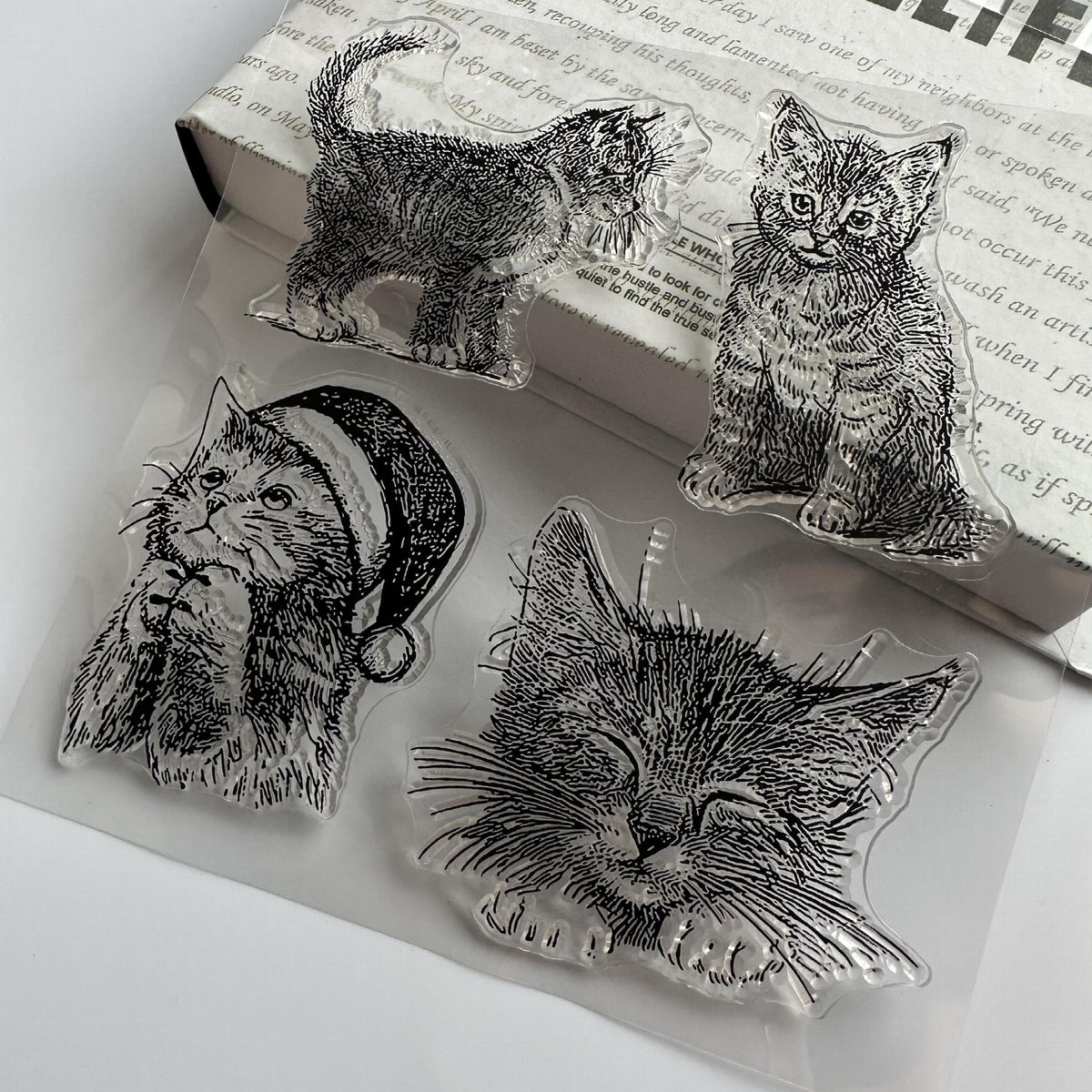 Cartoon Cat Transparent Journal Stamp for DIY Scrapbooking