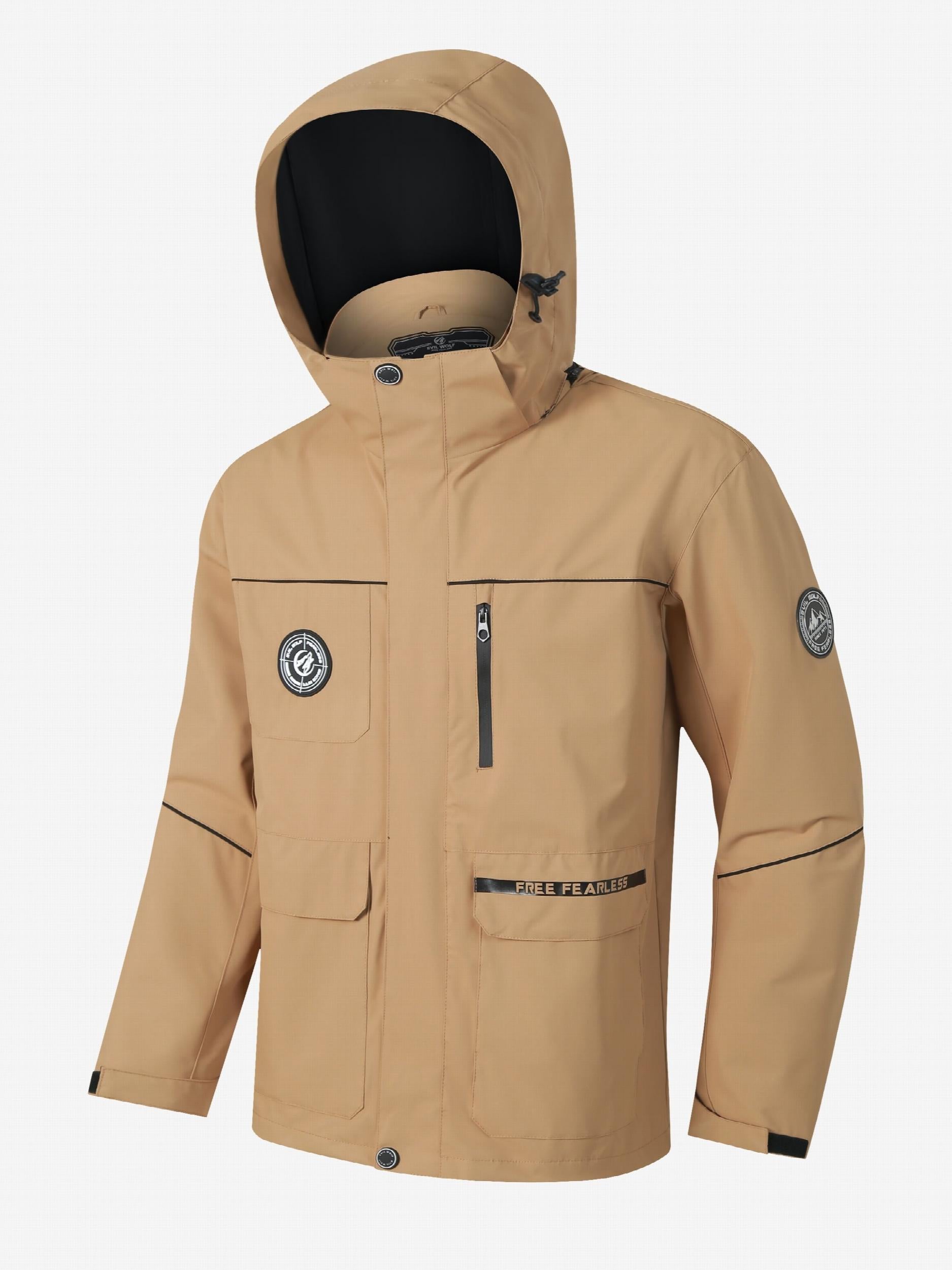 Men's Hooded Windbreaker Jacket Large Pocket Warm Jacket For Winter