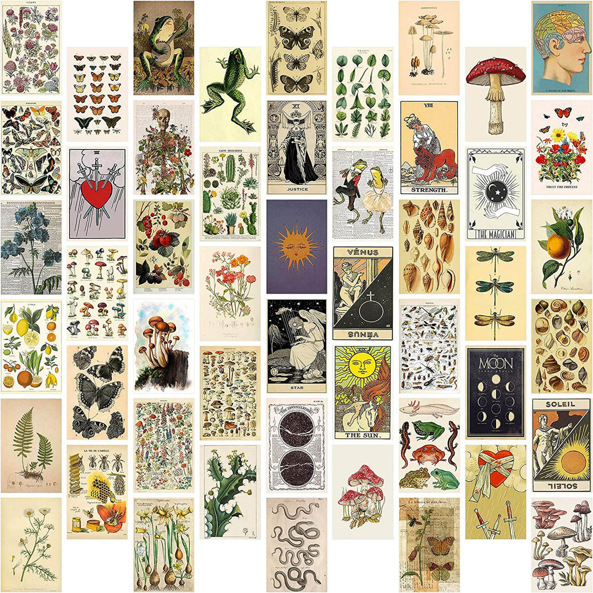 50pcs Retro Wall Collage Kit Small Posters Photo Collection Bedroom Decor