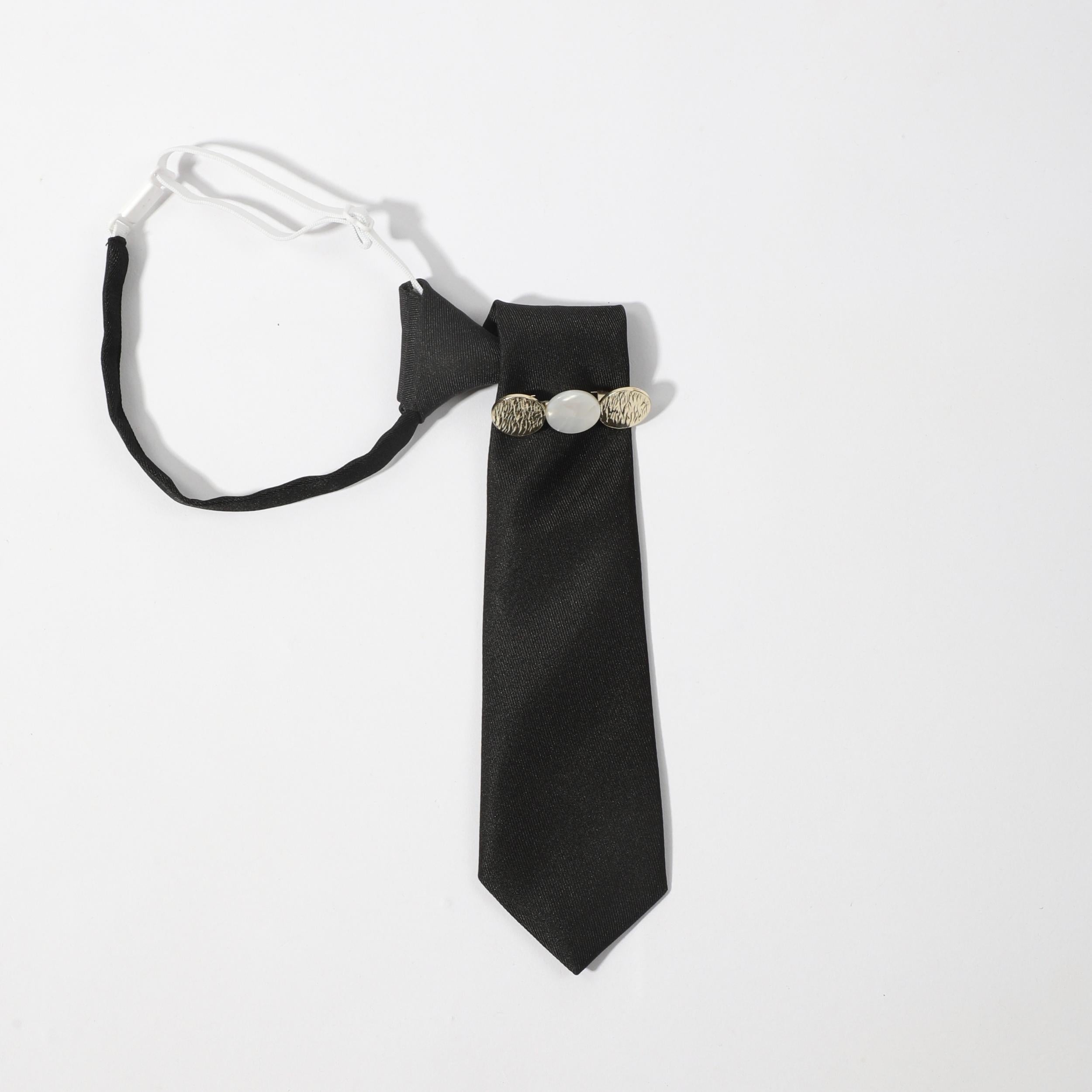 Preppy Tie Two Tone Disc Trim Neck Tie Shirt Decor