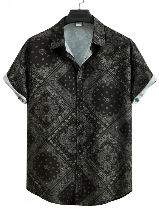 Paisley Print Men's Hawaiian Shirt for Summer Vacation