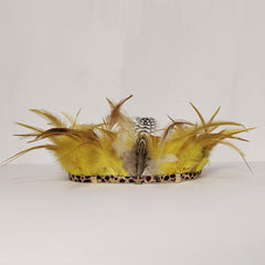 Adjustable Feather Headband with Leopard Print Belt Ethnic Style