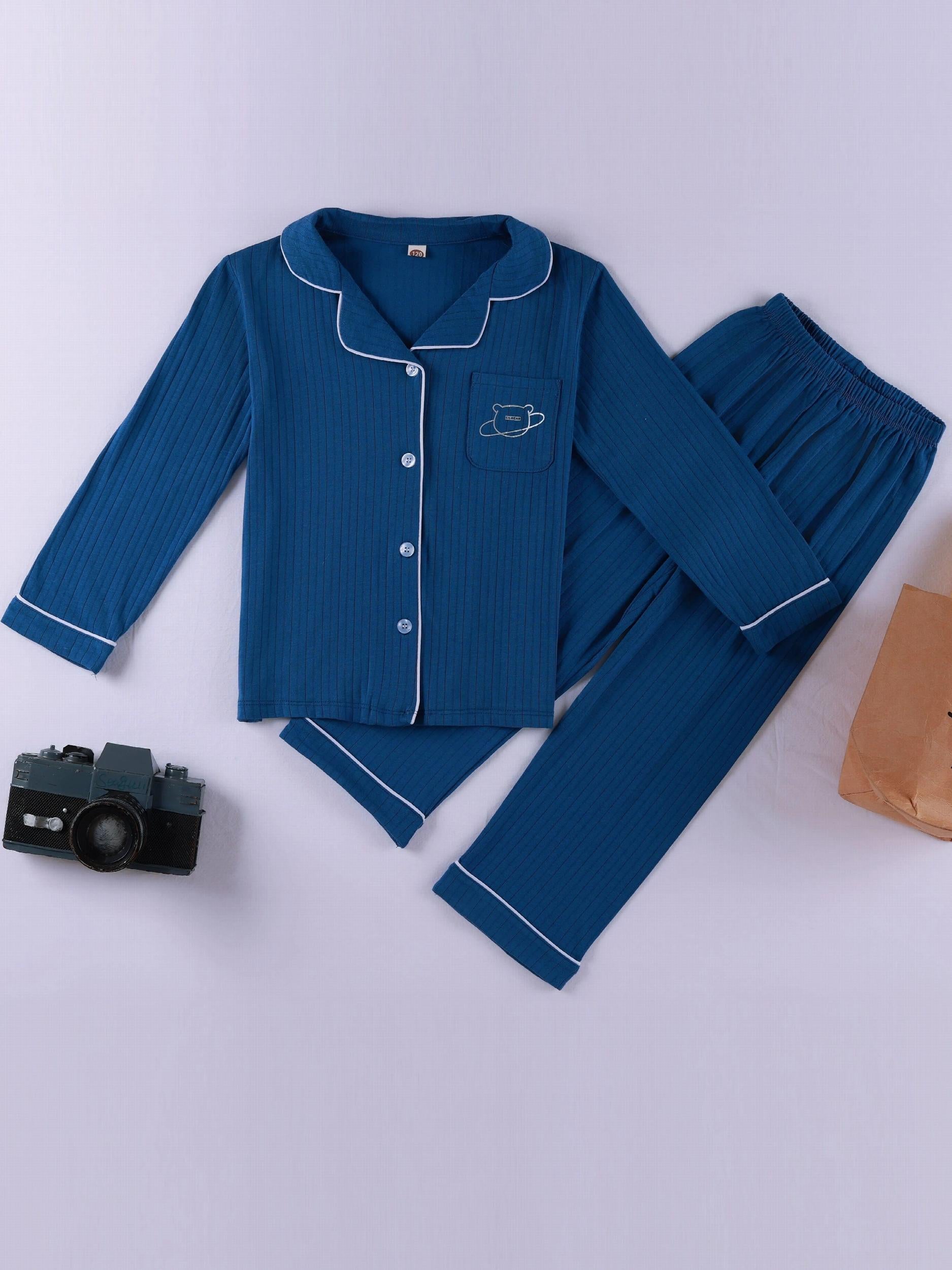 2pcs Boys Comfy Pajamas Set Shirts And Trousers Kids Clothes