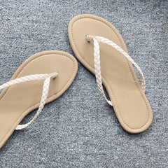 Women's Braided Flip Flops Casual Flat Summer Shoes