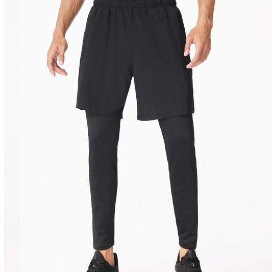 Men's Double Layer Stretch Sports Shorts - Summer Gym Workout