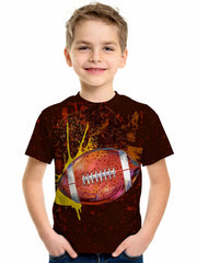 Football 3D Print Boy's Casual Tees Short Sleeve Crew Neck