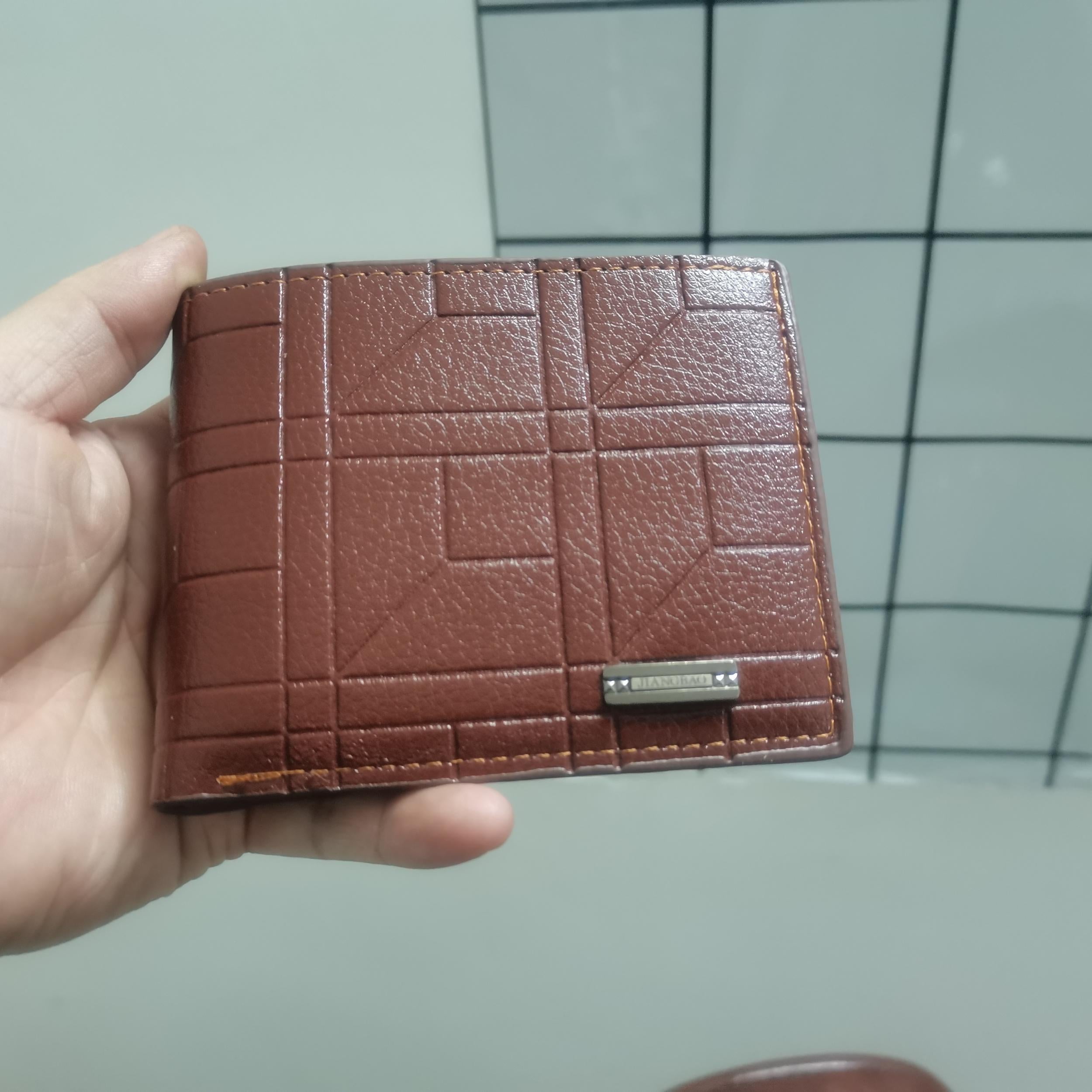 Men's Casual Checkered Wallet Soft PU Leather