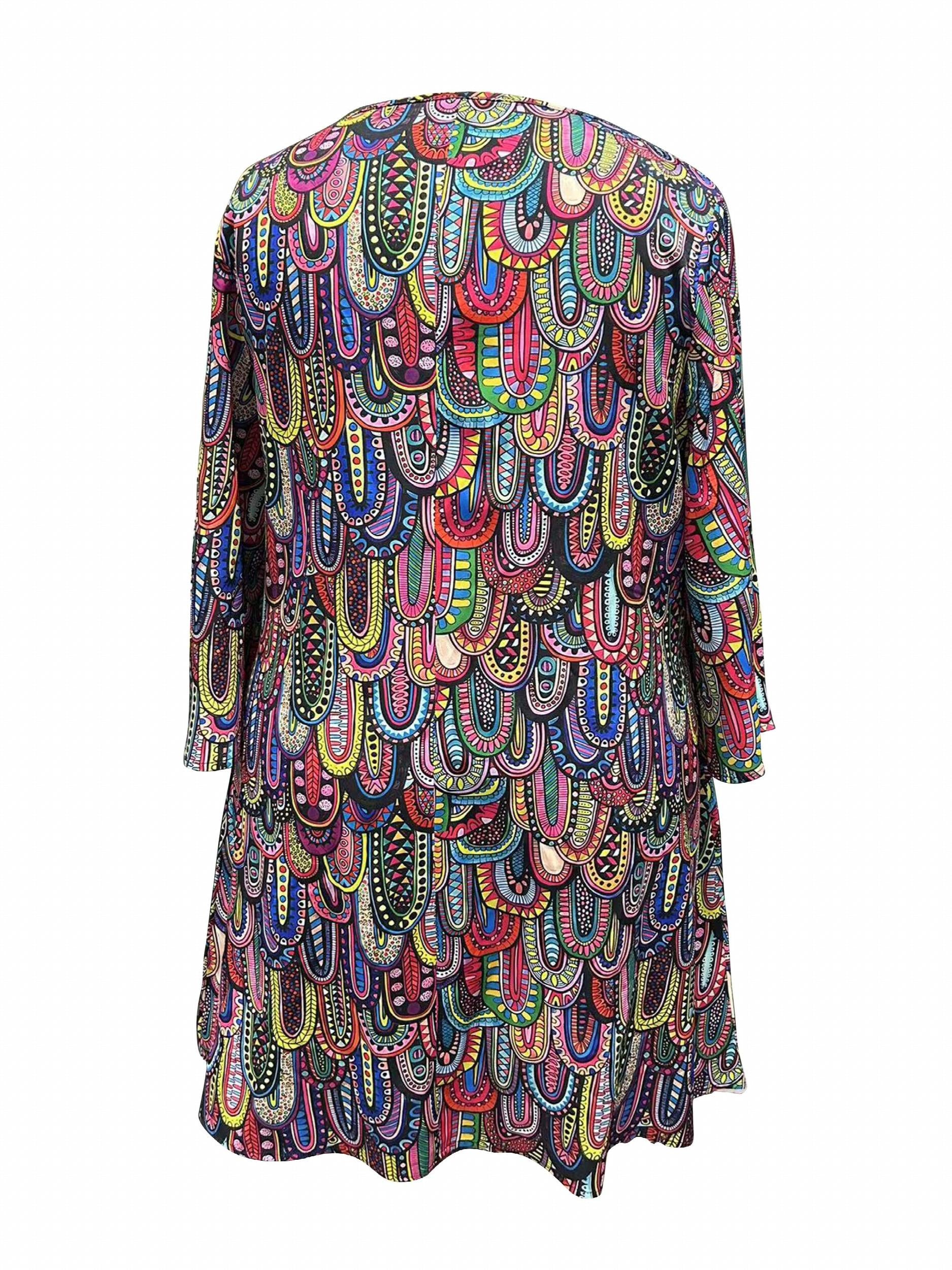  Boho Dress Women's Allover Print Loose Fit