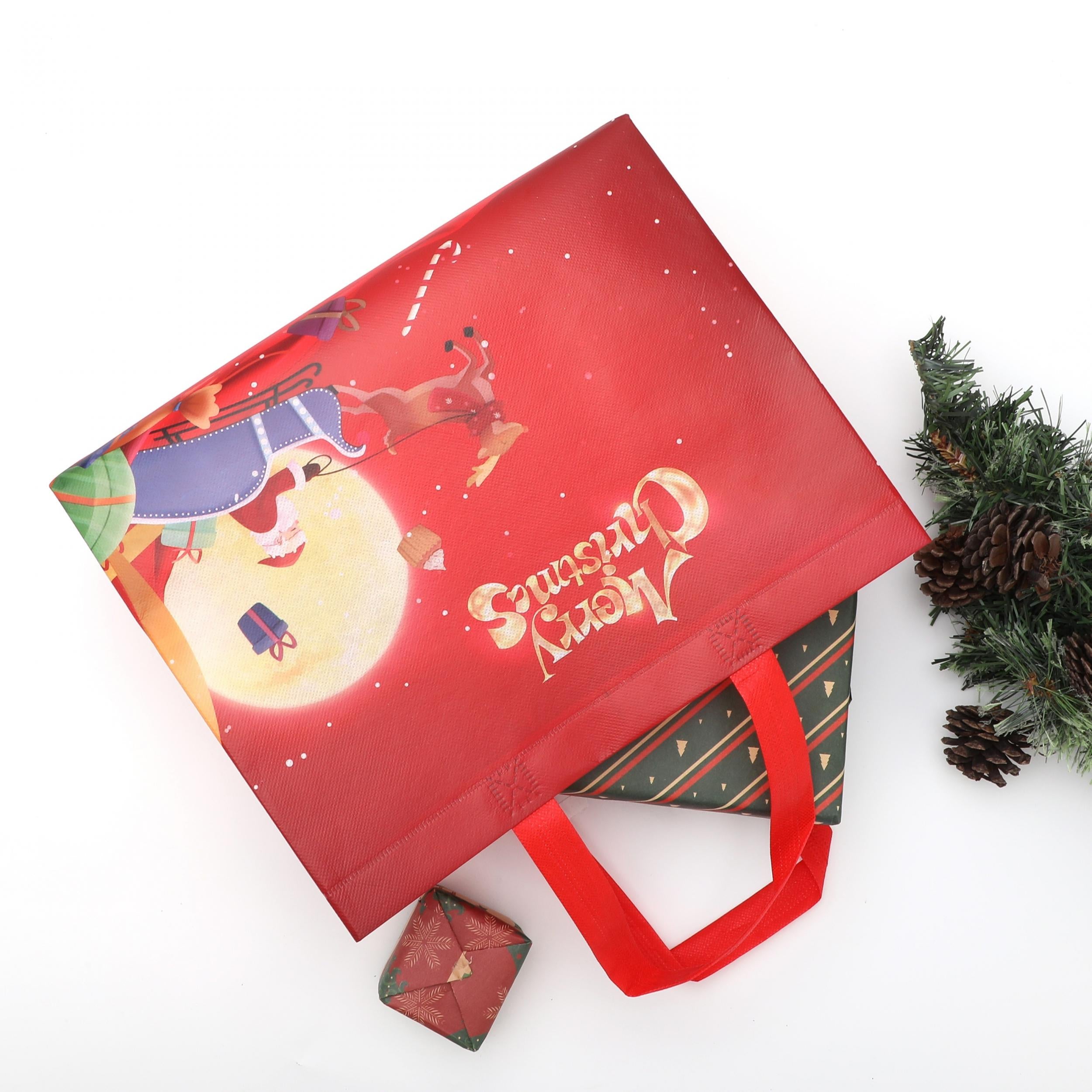 8pcs Large Christmas Tote Gift Bags With Handles Reusable Non woven Gift Bag