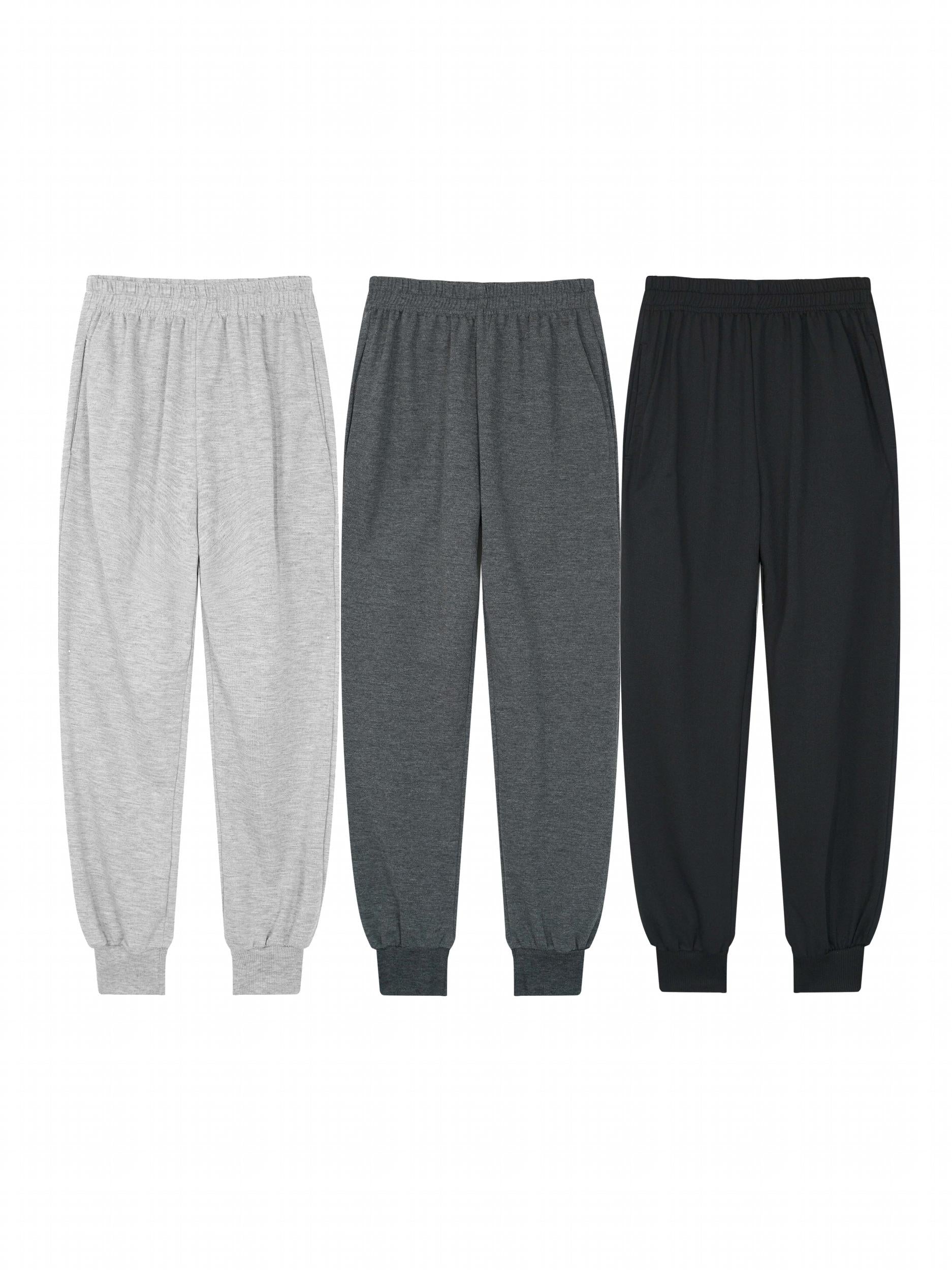 3pcs Boys Basic Jogger Trousers Set Youth Kids Athletic Fit