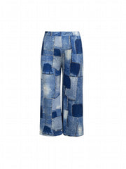  Y2k Denim Print Wide Leg Pants