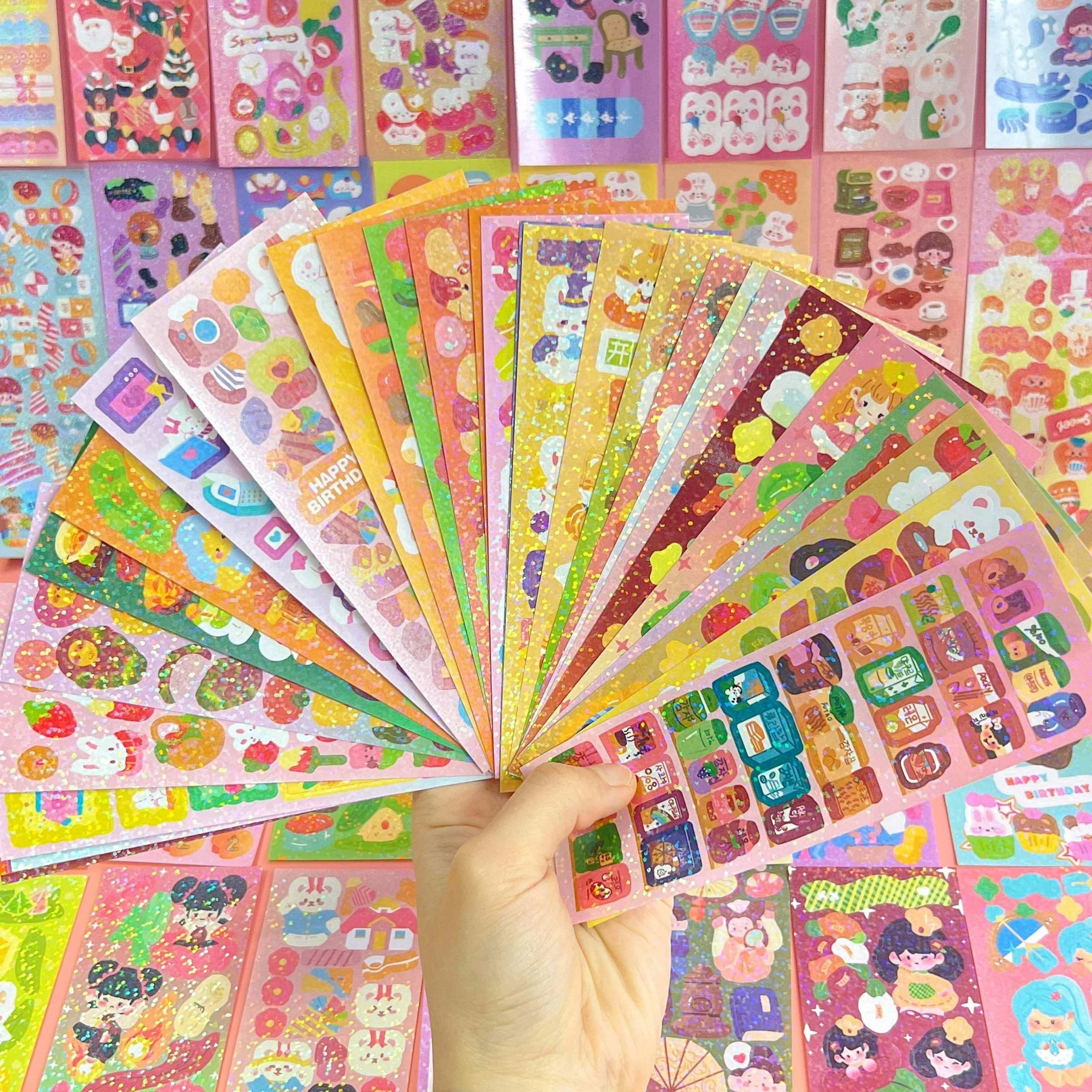 100pcs Random Laser Card Stickers Creative Diy Cartoon Stickers