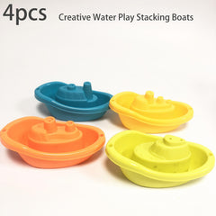 4pcs Bath Boats for Creative Stacking Play - Ideal for Indoor & Beach Use