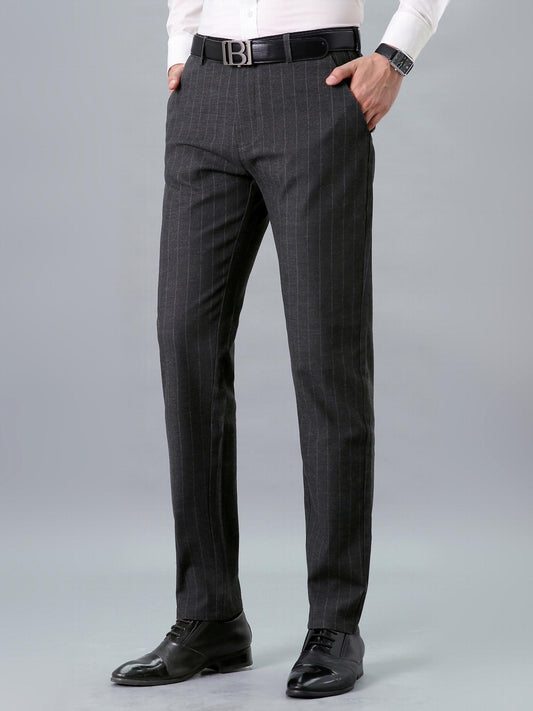 Men's Casual Straight Leg Trousers with Pockets