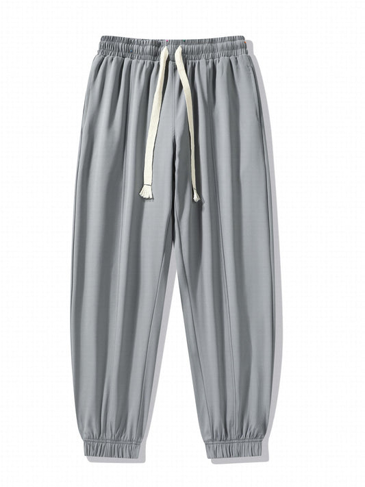 Men's Drawstring Plain Loose Jogger Pants Comfy Casual Light Trousers