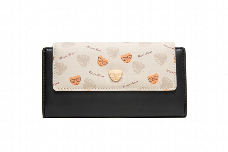 Purity Wallet Women's Long Wallet PU Bear Buckle Zipper Handbag