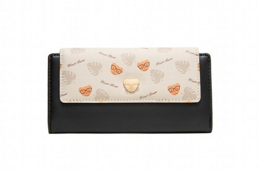 Purity Wallet Women's Long Wallet PU Bear Buckle Zipper Handbag