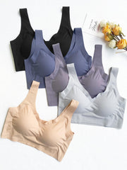 5pcs Seamless Wireless Bras Comfy & Breathable Push Up Bra Women's Lingerie