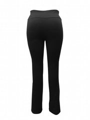  Solid V-Waist Flared Leg Trousers