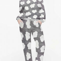  Cloud Pattern Flannel Top & Pants Pajamas Set