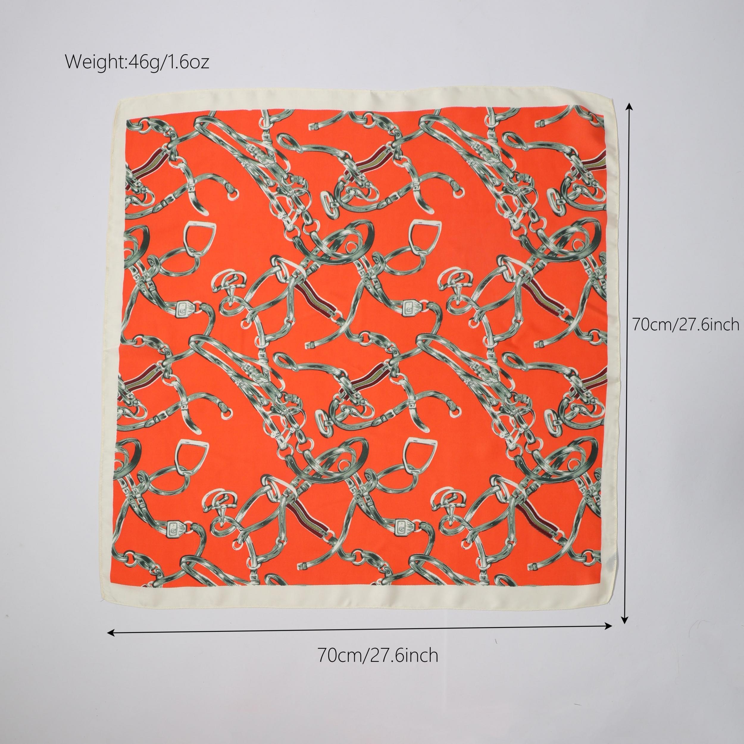 70 Square Scarf Vintage Chain Print Bandana Neckerchief Classic Head Wraps