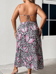  Sexy Leopard Print V Neck Backless Cami Dress